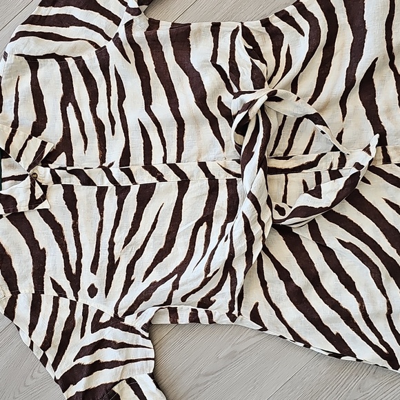 Lauren Ralph Lauren Linen Animal Print Button Front Fit And Flare Dress, Sz 10 - Picture 5 of 16